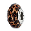 Reflection Beads Sterling Silver Brown Jaguar Glitter Italian Murano Glass Bead