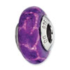 Reflection Beads Sterling Silver Purple Giraffe Glitter Italian Murano Glass Bead
