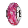 Reflection Beads Sterling Silver Hot Pink & Glitter Italian Murano Glass Bead