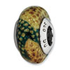 Reflection Beads Sterling Silver Green Python Glitter Italian Murano Glass Bead