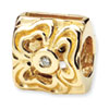 Reflection Beads .015ct Diamond 14k Yellow Gold Floral Bead