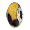 Reflection Beads Sterling Silver Brown/Yellow Glitter Italian Murano Glass Bead