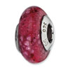 Reflection Beads Sterling Silver Fuschia Python Glitter Italian Murano Glass Bead
