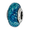 Reflection Beads Sterling Silver Blue Python Glitter Italian Murano Glass Bead