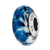 Reflection Beads Sterling Silver Blue Rose Glitter Italian Murano Glass Bead