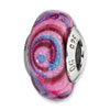 Reflection Beads Sterling Silver Pink/Blue Swirls Italian Murano Glass Bead