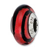 Reflection Beads Sterling Silver Red/Black Stripes Italian Murano Glass Bead