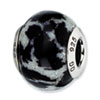 Reflection Beads Sterling Silver White & Black w/Glitter Italian Murano Glass Bead