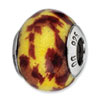 Reflection Beads Sterling Silver Yellow & Brown Glitter Italian Murano Glass Bead