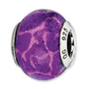 Reflection Beads Sterling Silver Purple & Pink w/Glitter Italian Murano Glass Bead