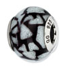 Reflection Beads Sterling Silver White/Black w/Glitter Italian Murano Glass Bead