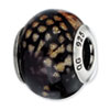 Reflection Beads Sterling Silver Dk Brn & Black Glitter Italian Murano Glass Bead