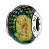 Reflection Beads Sterling Silver Green Python Glitter Italian Murano Glass Bead