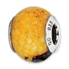 Reflection Beads Sterling Silver Brown/Yellow Glitter Italian Murano Glass Bead