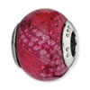 Reflection Beads Sterling Silver Fuschia Python Glitter Italian Murano Glass Bead
