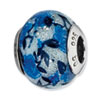 Reflection Beads Sterling Silver Blue Rose Glitter Italian Murano Glass Bead