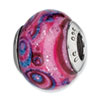 Reflection Beads Sterling Silver Pink & Purple Swirls Italian Murano Glass Bead