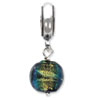 Reflection Beads Sterling Silver Green Dichroic Glass Dangle Bead