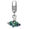 Reflection Beads Sterling Silver Green Dichroic Glass Dangle Bead