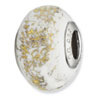 Reflection Beads Sterling Silver White w/Gold Foil Ceramic Bead