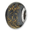 Reflection Beads Sterling Silver Grey w/Gold Foil Ceramic Bead