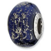 Reflection Beads Sterling Silver Dark Blue w/Platinum Foil Ceramic Bead