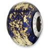 Reflection Beads Sterling Silver Dark Blue w/Gold Foil Ceramic Bead