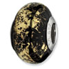 Reflection Beads Sterling Silver Black w/Gold Foil Ceramic Bead