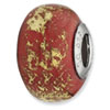 Reflection Beads Sterling Silver Red w/Gold Foil Ceramic Bead