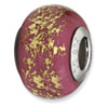 Reflection Beads Sterling Silver Dark Pink w/Gold Foil Ceramic Bead