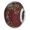 Reflection Beads Sterling Silver Dark Red w/Platinum Foil Ceramic Bead