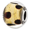 Reflection Beads Sterling Silver Italian Murano Yellow & Brown Glass Bead