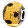 Reflection Beads Sterling Silver Italian Murano Dark Yellow & Brown Glass Bead
