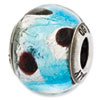 Reflection Beads Sterling Silver Italian Murano Light Blue,White,& Black Glass Bead