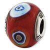 Reflection Beads Sterling Silver Italian Murano Dark Red w/Decorative Accents Glass Bead