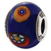 Reflection Beads Sterling Silver Italian Murano Blue w/Decorative Accents Glass Bead