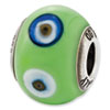 Reflection Beads Sterling Silver Italian Murano Green w/Decorative Accents Glass Bead