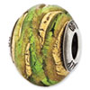 Reflection Beads Sterling Silver Italian Murano Light Green & Gold Colored  Glass Bead