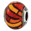 Reflection Beads Sterling Silver Italian Murano Orange Decorative Overlay Glass Bead