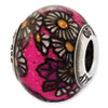 Reflection Beads Sterling Silver Italian Murano Pink Floral Decorative Overlay Glass Bead