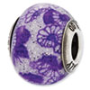 Reflection Beads Sterling Silver Italian Murano Purple Floral Decorative Overlay Glass Bead