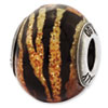 Sterling Silver Variegated Italian Orange,Yellow, & Black Glass Bead""