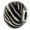 Reflection Beads Sterling Silver Italian Murano Black & White Stripes Glass Bead