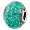 Reflection Beads Sterling Silver Italian Murano Teal w/Glitter Glass Bead