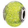 Reflection Beads Sterling Silver Italian Murano Light Green w/Glitter Glass Bead