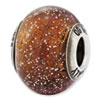 Reflection Beads Sterling Silver Italian Murano Light Brown w/Glitter Glass Bead