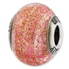 Reflection Beads Sterling Silver Italian Murano Pink w/Gold Glitter Glass Bead