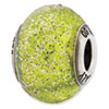 Reflection Beads Sterling Silver Italian Murano Light Green w/Gold Glitter Glass Bead