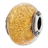 Reflection Beads Sterling Silver Italian Murano Dark Yellow w/Gold Glitter Glass Bead