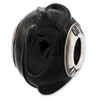 Reflection Beads Sterling Silver Italian Murano Black w/Textured Lines Glass Bead